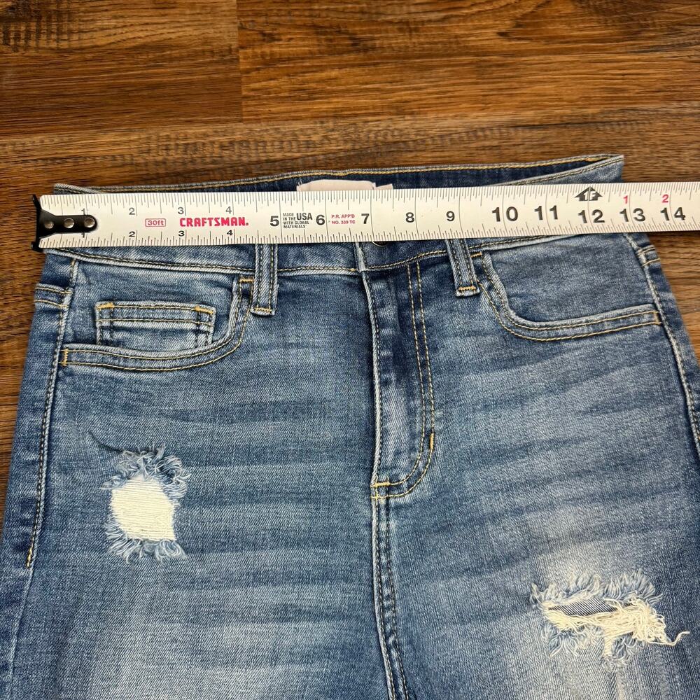 Cello Jeans High Rise ankle Skinny Medium Wash Size 3 distressed Raw Hem STRETCH - Picture 7 of 14